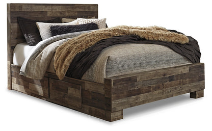 Cama con paneles Derekson y dos cajones de almacenamiento