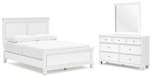 Cama Fortman con paneles y tocador con espejo