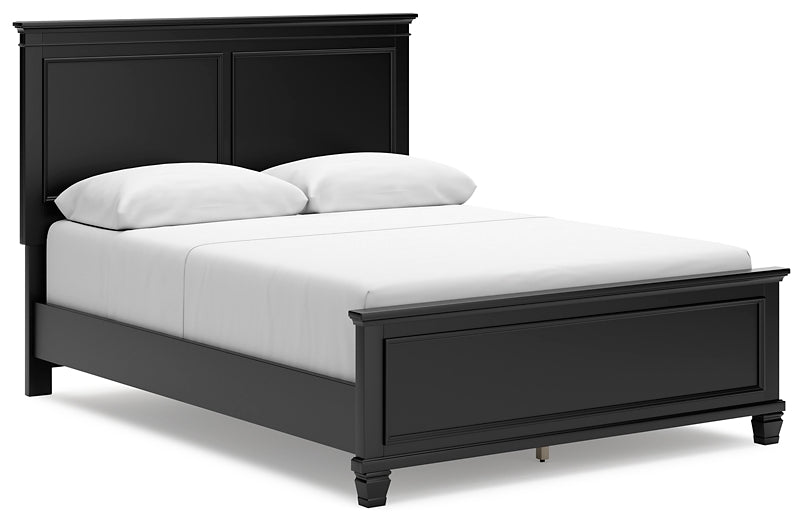 Cama con paneles Lanolee y tocador con espejo