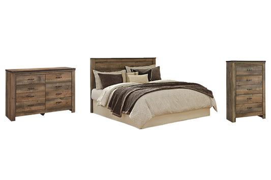Trinell /California King Panel Headboard With Mirrored Dresser And Chest