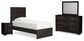 Cama con paneles Belachime, tocador con espejo y mesita de noche