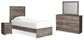 Cama Ralinksi con paneles, cómoda con espejo y mesita de noche