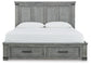 Cama California con almacenaje y tocador con espejo Russelyn
