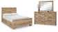 Cama Hyanna con paneles y espacio de almacenamiento y tocador con espejo