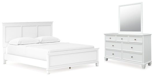 Cama Fortman California con paneles y tocador con espejo