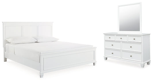 Cama Fortman con paneles y tocador con espejo