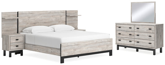 Cama Vessalli con paneles y tocador con espejo