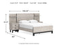 Cama Vessalli con paneles, cómoda y espejo
