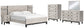 Cama Vessalli con paneles, cómoda y espejo