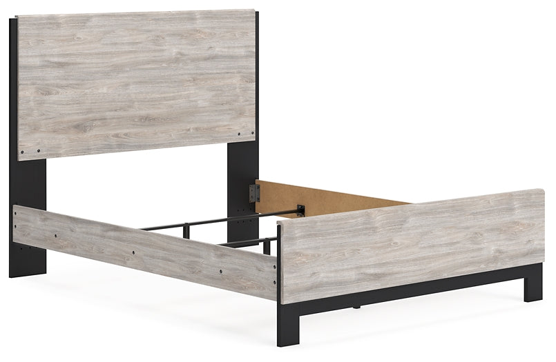 Cama Vessalli con paneles, cómoda y espejo