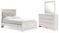 Cama Altyra con paneles y tocador con espejo