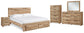Cama Hyanna con almacenamiento, tocador con espejo, cómoda y mesita de noche