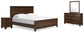 Cama con paneles California de Danabrin, cómoda con espejo y mesita de noche