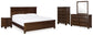 Cama con paneles Danabrin, cómoda con espejo y mesita de noche