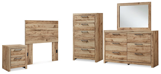 Hyanna  Panel Headboard With Mirrored Dresser, Chest And Nightstand