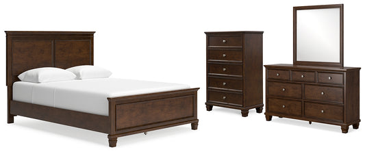 Cama con paneles Danabrin, cómoda y espejo