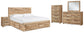 Cama Hyanna con almacenamiento, tocador con espejo, cómoda y mesita de noche