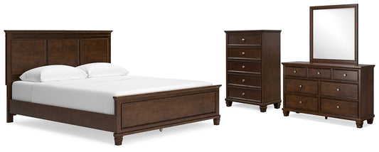 Cama con paneles California de Danabrin, cómoda con espejo y cómoda