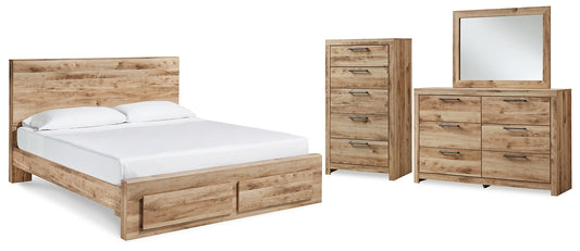 Cama Hyanna con almacenamiento, tocador con espejo y cómoda