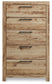 Cama Hyanna con paneles, cómoda y espejo