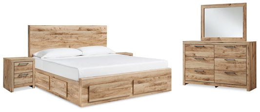 Cama Hyanna con almacenamiento, tocador con espejo y dos mesitas de noche