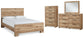 Cama Hyanna con paneles, cómoda y espejo