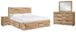 Cama Hyanna con almacenamiento, tocador con espejo y mesita de noche