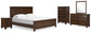 Cama con paneles California de Danabrin con tocador con espejo, cómoda y mesita de noche