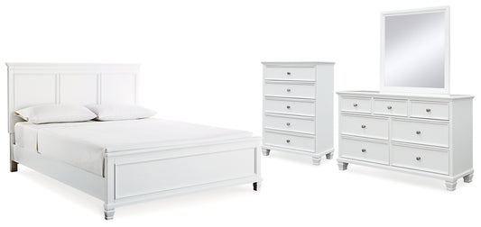 Cama Fortman con paneles, cómoda y espejo