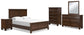 Cama con paneles Danabrin, cómoda con espejo y mesita de noche