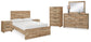 Cama Hyanna con almacenamiento, tocador con espejo, cómoda y dos mesitas de noche
