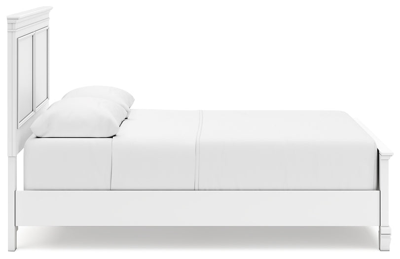 Cama Fortman con paneles, cómoda y espejo