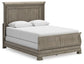 Cama tipo trineo Lexorne con tocador con espejo y mesita de noche