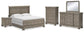 Cama estilo trineo California de Lexorne con tocador con espejo, cómoda y mesita de noche