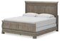 Cama estilo trineo California de Lexorne con tocador con espejo y mesita de noche