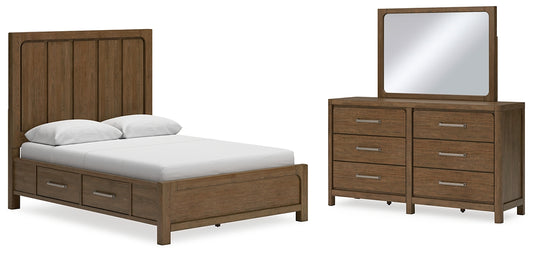 Cama Cabalynn con paneles, espacio de almacenamiento y tocador con espejo