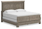 Cama tipo trineo Lexorne con cómoda y arcón con espejo