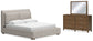 Cama tapizada Cabalynn California con tocador con espejo