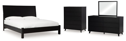 Cama con paneles Danziar, cómoda y cómoda con espejo