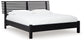 Cama con paneles Danziar, cómoda con espejo y mesita de noche