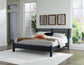 Cama con paneles Danziar, cómoda con espejo y mesita de noche
