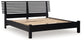 Cama con paneles Danziar, cómoda con espejo y mesita de noche