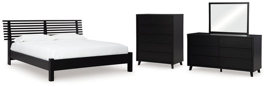 Cama con paneles Danziar, cómoda y cómoda con espejo