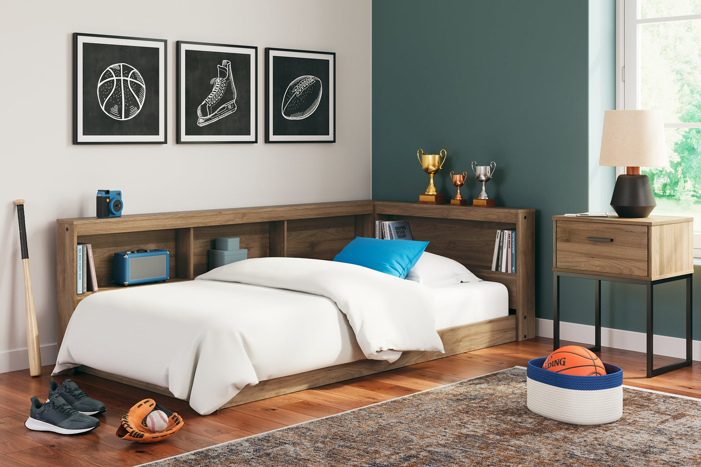Cama con almacenaje y librería Deanlow