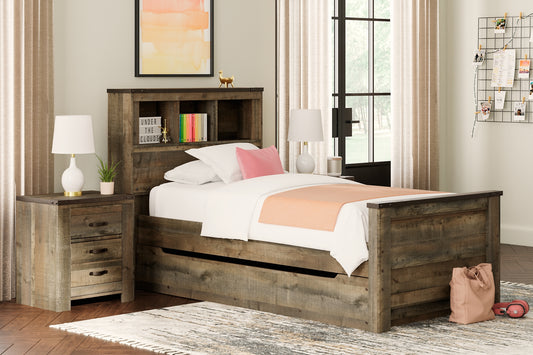Cama-librería Trinell con 1 cajón grande de almacenamiento