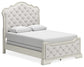 Cama tapizada Arlendyne con cómoda y espejo