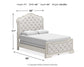 Cama tapizada Arlendyne con cómoda y espejo