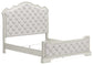 Cama tapizada Arlendyne con cómoda y espejo