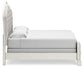 Cama tapizada Arlendyne con cómoda y espejo