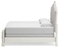 Cama tapizada Arlendyne con cómoda con espejo, cómoda y mesita de noche